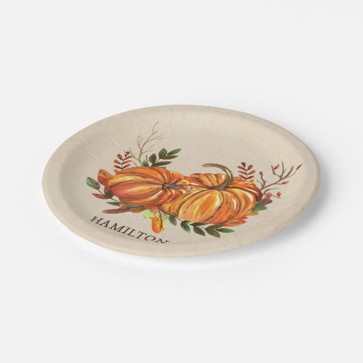 Fall Pumpkins Pappteller (Schrägansicht)