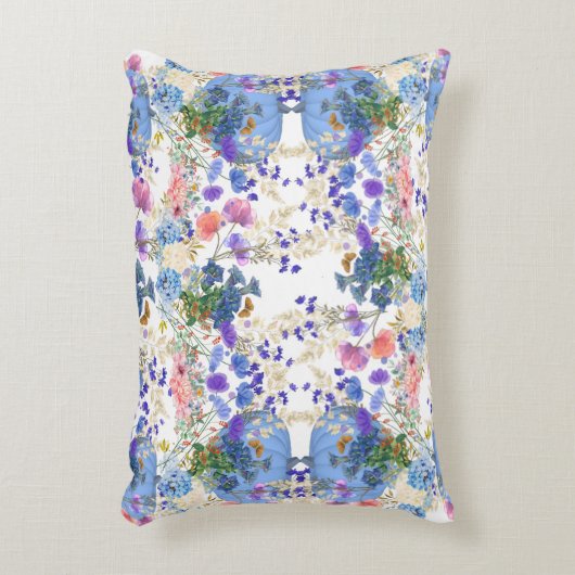 Fall Pumpkins Pastel Blauer Botanische Flora Kinde Dekokissen (Vorderseite(Vertikal))