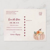 Fall Pumpkins Rettete unser Datum Ankündigungspostkarte (Rückseite)