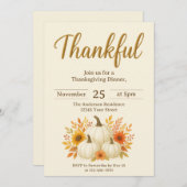 Fall Pumpkins & Sonnenblumen | Eleganter Erntedank Einladung (Vorne/Hinten)