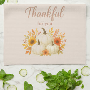 Fall Pumpkins & Sonnenblumen Eleganter Erntedank Geschirrtuch