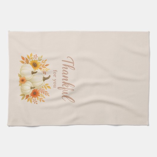 Fall Pumpkins & Sonnenblumen | Eleganter Erntedank Geschirrtuch (Horizontal)