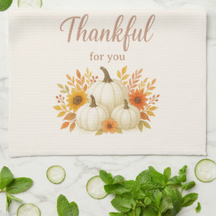 Fall Pumpkins & Sonnenblumen Eleganter Erntedank Geschirrtuch