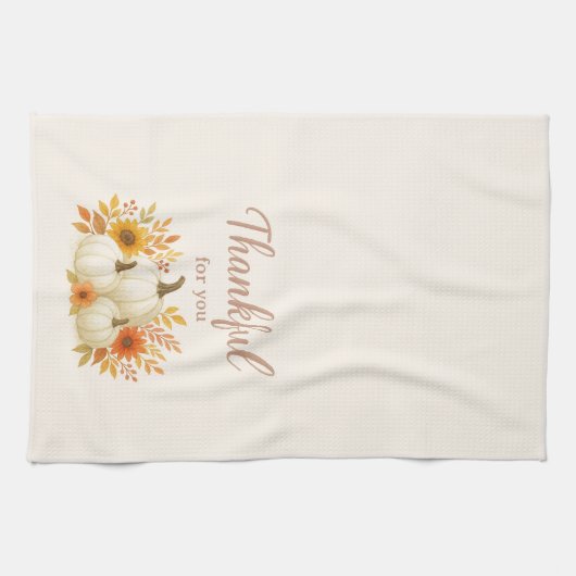 Fall Pumpkins & Sonnenblumen | Eleganter Erntedank Geschirrtuch (Horizontal)