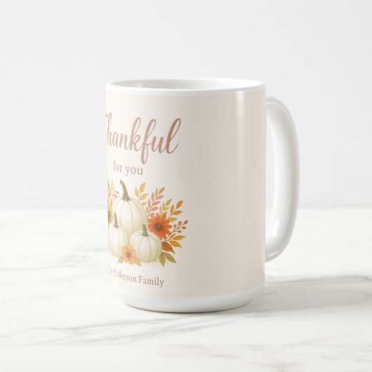 Fall Pumpkins & Sonnenblumen | Eleganter Erntedank Kaffeetasse (VorderseiteRechts)