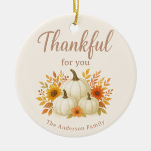 Fall Pumpkins & Sonnenblumen   Eleganter Erntedank Keramik Ornament