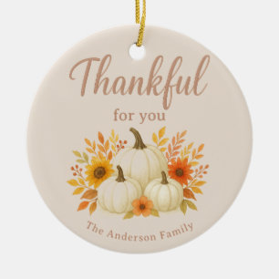 Fall Pumpkins & Sonnenblumen   Eleganter Erntedank Keramik Ornament