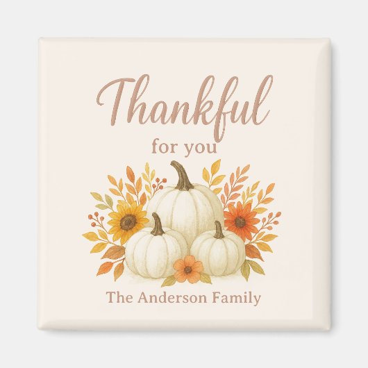 Fall Pumpkins & Sonnenblumen | Eleganter Erntedank Magnet (Vorne)