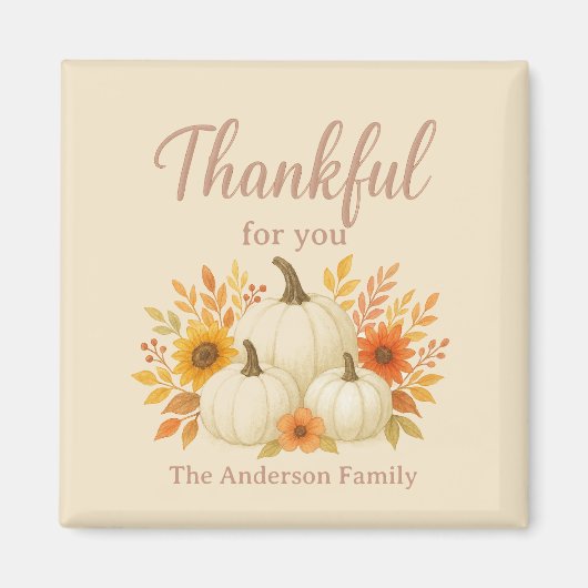 Fall Pumpkins & Sonnenblumen | Eleganter Erntedank Magnet (Vorne)
