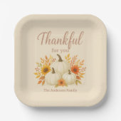 Fall Pumpkins & Sonnenblumen | Eleganter Erntedank Pappteller (Vorderseite)