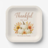 Fall Pumpkins & Sonnenblumen | Eleganter Erntedank Pappteller (Vorderseite)