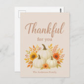 Fall Pumpkins & Sonnenblumen | Eleganter Erntedank Postkarte (Vorne/Hinten)