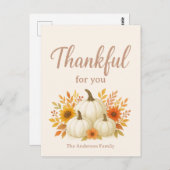 Fall Pumpkins & Sonnenblumen | Eleganter Erntedank Postkarte (Vorne/Hinten)