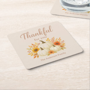 Fall Pumpkins & Sonnenblumen   Eleganter Erntedank Rechteckiger Pappuntersetzer