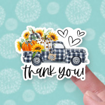 Fall Pumpkins Sonnenblumen Lieferwagen Truck Danke