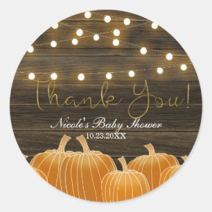 Fall Pumpkins String Lights Rustic Vielen Dank Runder Aufkleber