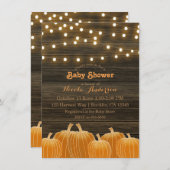 Fall Pumpkins & String Lights Rustikale Babydusche Einladung (Vorne/Hinten)