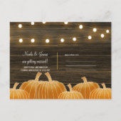 Fall Pumpkins & String Lights Save the Date rustik Ankündigungspostkarte (Rückseite)