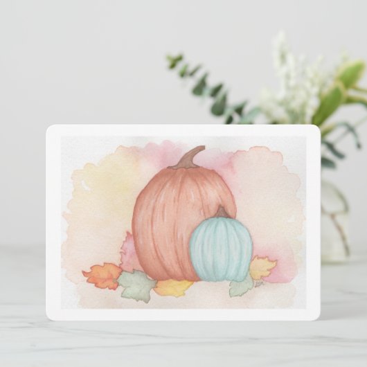 Fall Pumpkins und Blätter Dankeskarte (Stehend Vorderseite)