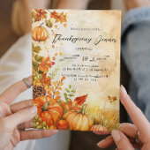 Fall Pumpkins und Blätter Erntedank Dinner Einladung