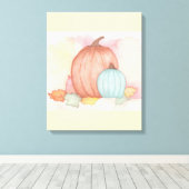 Fall Pumpkins und Blätter Leinwanddruck (Insitu (Holzboden))