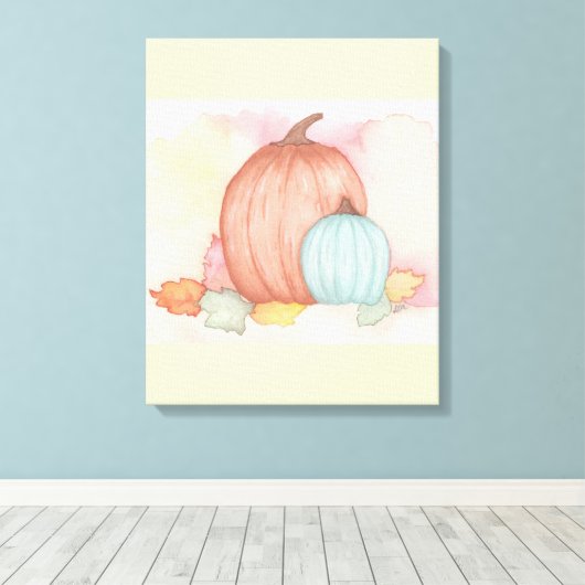 Fall Pumpkins und Blätter Leinwanddruck (Insitu (Holzboden))