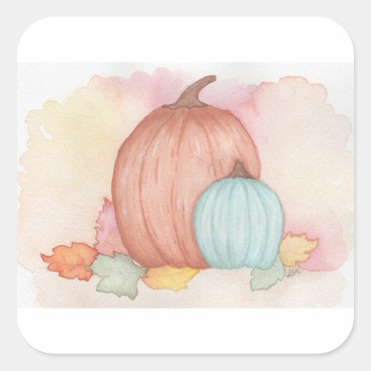 Fall Pumpkins und Blätter Quadratischer Aufkleber (Vorderseite)