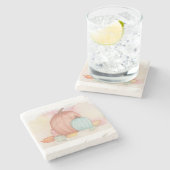 Fall Pumpkins und Blätter Steinuntersetzer (Seitenansicht)