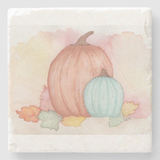 Fall Pumpkins und Blätter Steinuntersetzer (Vorderseite)