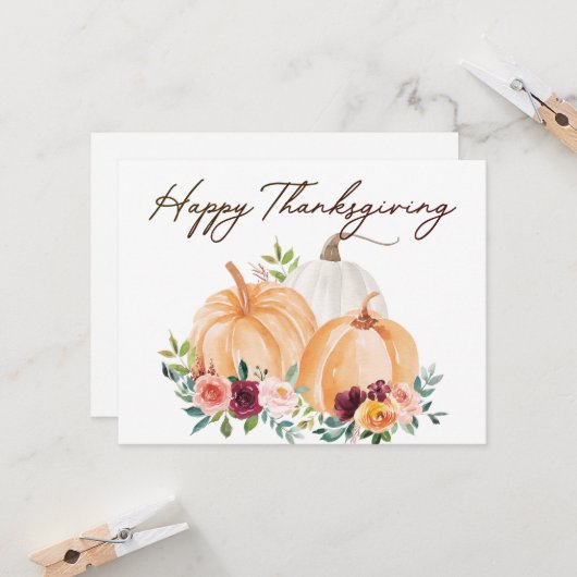 Fall Pumpkins und Boho Blume Flat Gruß Karte (Vorderseite/Rückseite Beispiel)