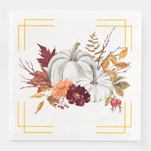 Fall Pumpkins und Florals Serviette (Vorderseite)