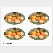 Fall Pumpkins und Mums Ovaler Aufkleber (Blatt)