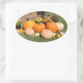 Fall Pumpkins und Mums Ovaler Aufkleber (Tasche)