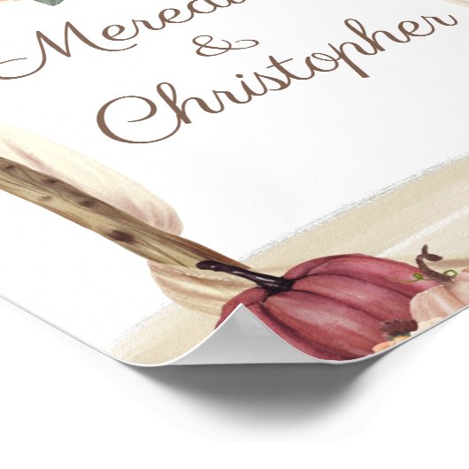Fall Pumpkins Wedding Willkommen Poster (Ecke)
