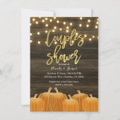 Fall Pumpkins Wood Lights Gold Couple Dusche Einladung (Vorderseite)