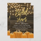 Fall Pumpkins Wood Lights Gold Foil Brautparty Einladung (Vorne/Hinten)