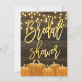 Fall Pumpkins Wood Lights Gold Foil Brautparty Einladung (Rückseite)