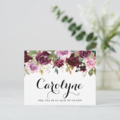 Fall Purple Blumen werden Sie meine Trauzeugin sei Postkarte (Stehend Vorderseite)