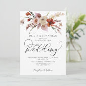 Fall QR-Code in einem floralen Budget Hochzeit Einladung (Stehend Vorderseite)