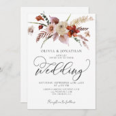 Fall QR-Code in einem floralen Budget Hochzeit Einladung (Vorne/Hinten)