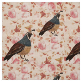 Fall Quail auf Chintz Fabric Stoff
