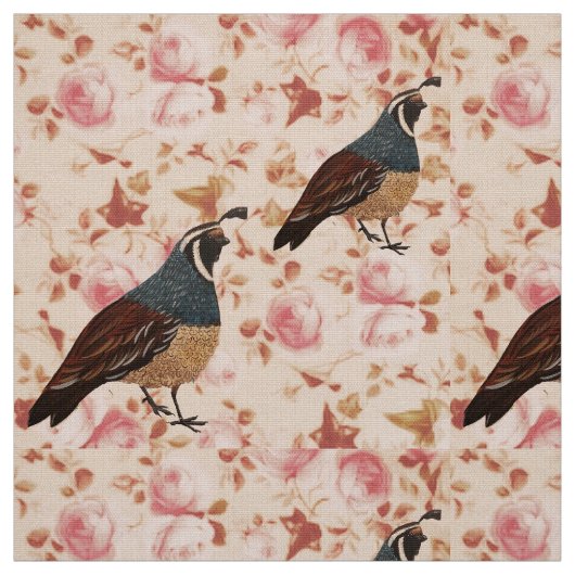 Fall Quail auf Chintz Fabric Stoff (Muster)