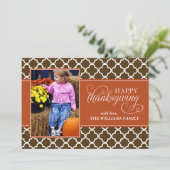 Fall Quatrefoil Erntedank Foto Feiertagskarte (Stehend Vorderseite)