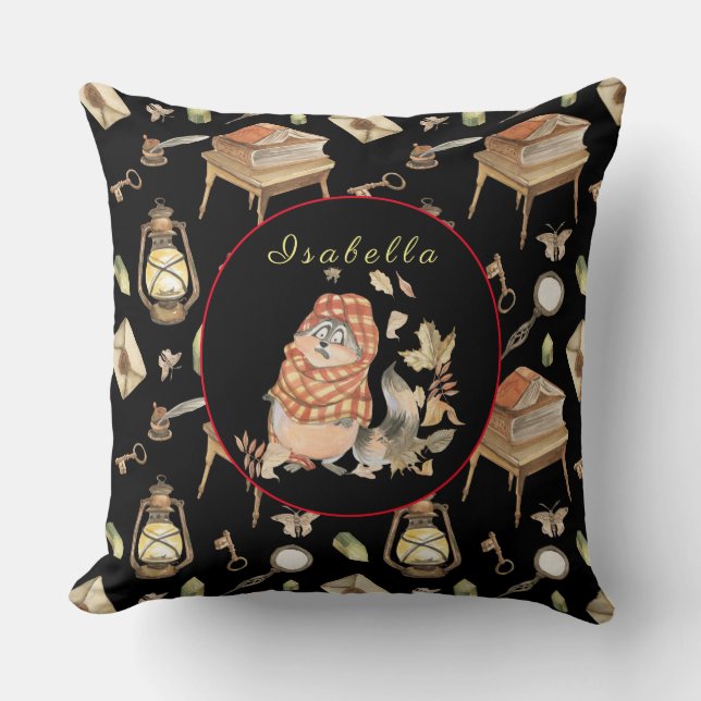 Fall Raccoon Anpassen von Text, Farbe 20"X20" Kissen (Vorderseite)