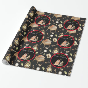 Fall-Raccoon Anpassen von Text und Farbe Geschenkpapier