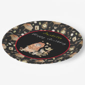 Fall-Raccoon Anpassen von Text und Farbe Pappteller (Schrägansicht)