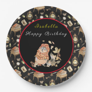 Fall-Raccoon Anpassen von Text und Farbe Pappteller