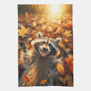 Fall Raccoon Throw Blanket Geschirrtuch