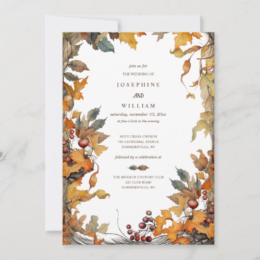 Fall-Rahmen-Hochzeitseinladung Einladung (Vorderseite)