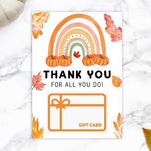 Fall Rainbow Pumpkin Thank You Gift Card Holder Einladung